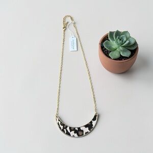 Gold Tone Leopard Crescent Necklace by Paparazzi